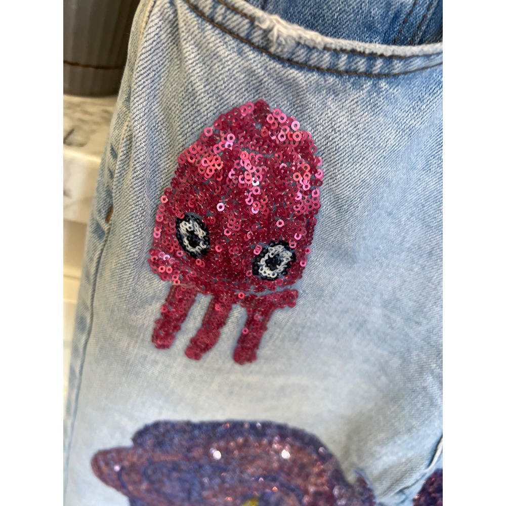 Topshop Mermaid Sequin Jeans Light Wash Ocean/Sea Life  Whimsical Art to Wear - Picture 7 of 15